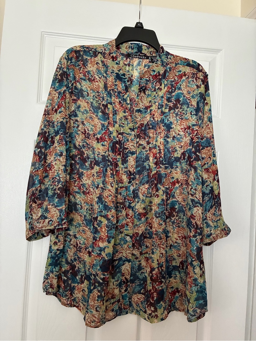 Chadwicks Multi-Color Abstract Floral Print Tunic PXL Petite XL